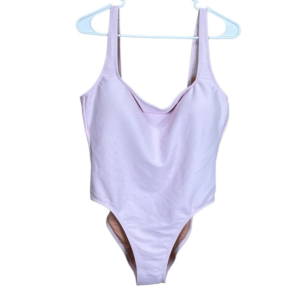 J Crew Reimagined Ribbed One Piece Swimsuit Size 12 Recycled Light Pink NWT